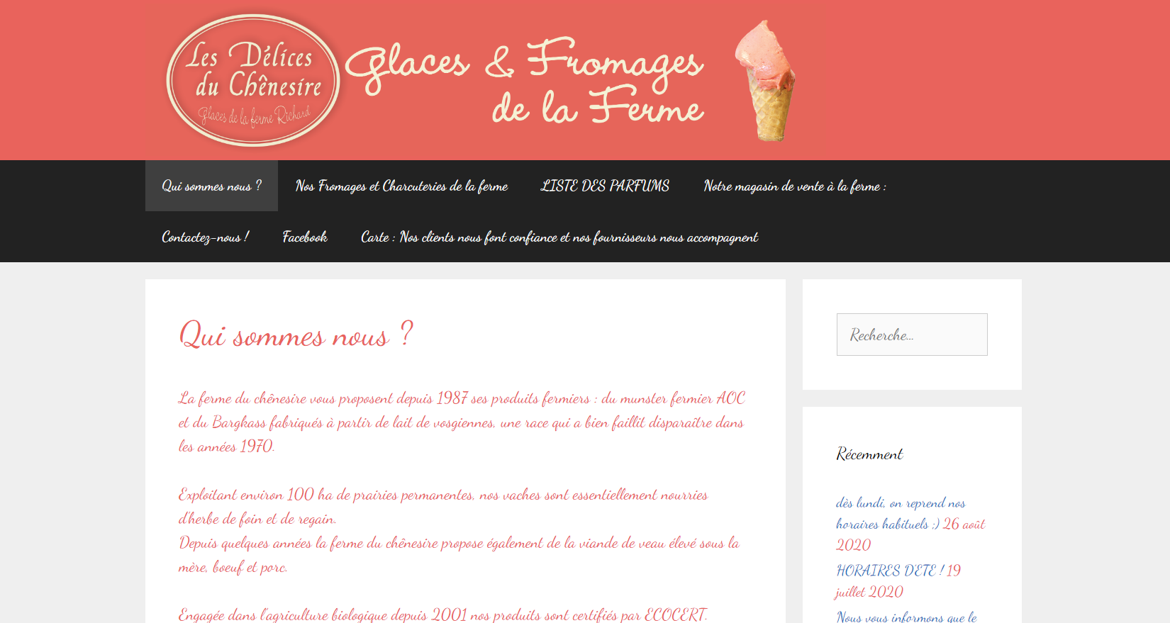 Site internet « Les délices du Chenesire »